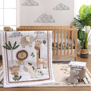 The Peanutshell Safari Crib Bedding Set for Boys or Girls, 4pc Cotton Nursery De